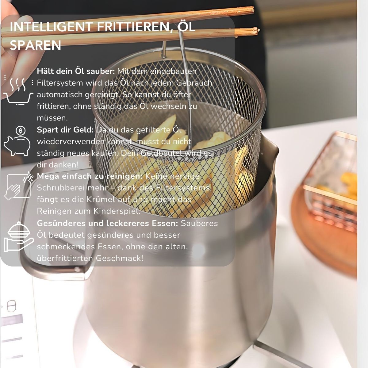 Serenosole™ SmartOil Ölfilterfritteuse | Saubereres Frittieren und einfache Reinigung | Intelligenteste Ölfilterfritteuse 2024