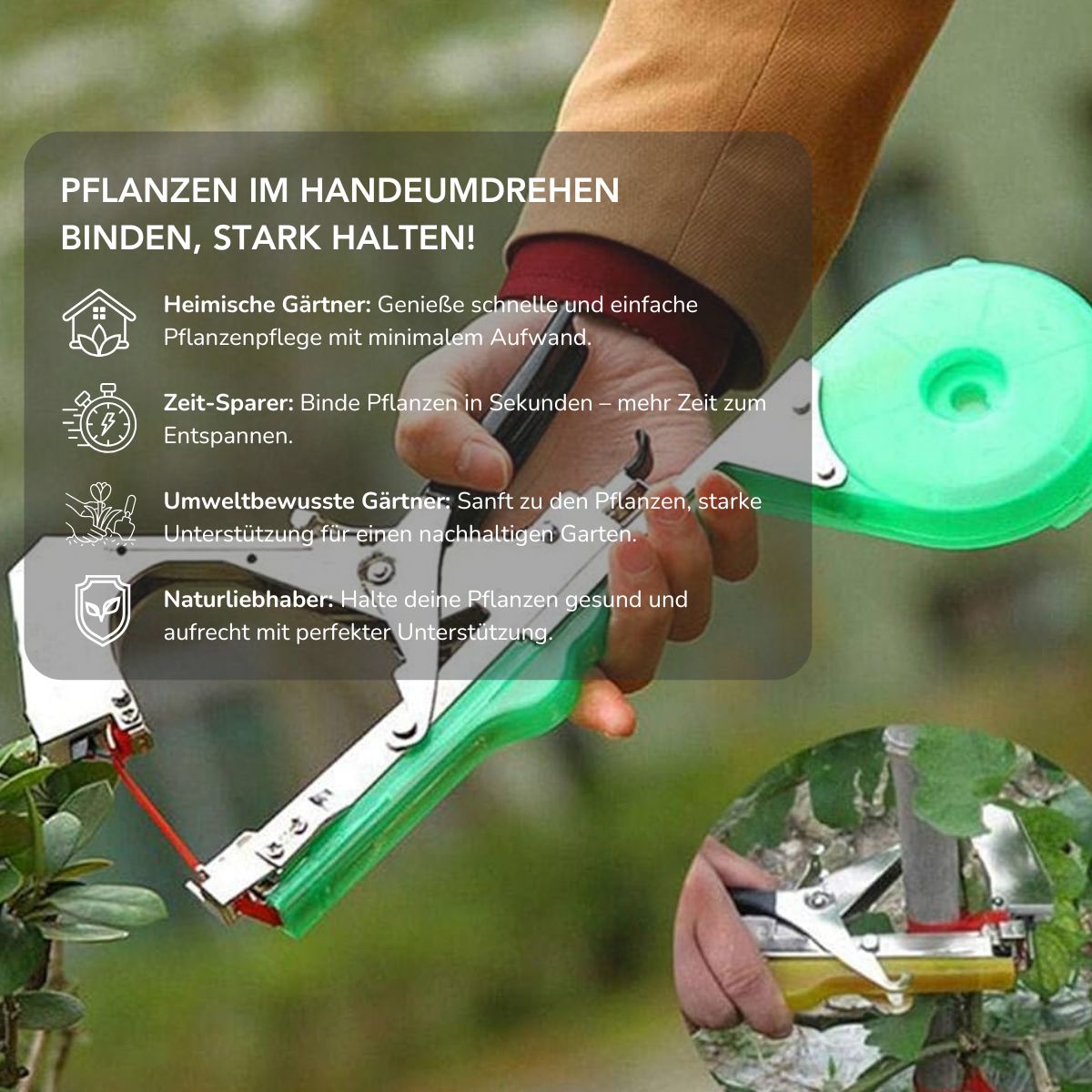 Serenosole™ BindBloom | Bindet deine Pflanzen mit nur einem Klick | Schnellstes Pflanzenbindungswerkzeug 2025