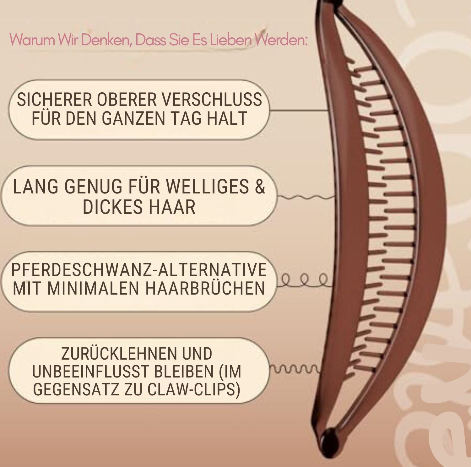 Serenosole™ FlexiClip Bananenclip | Hält das Haar sicher an Ort und Stelle (2+2 GRATIS)