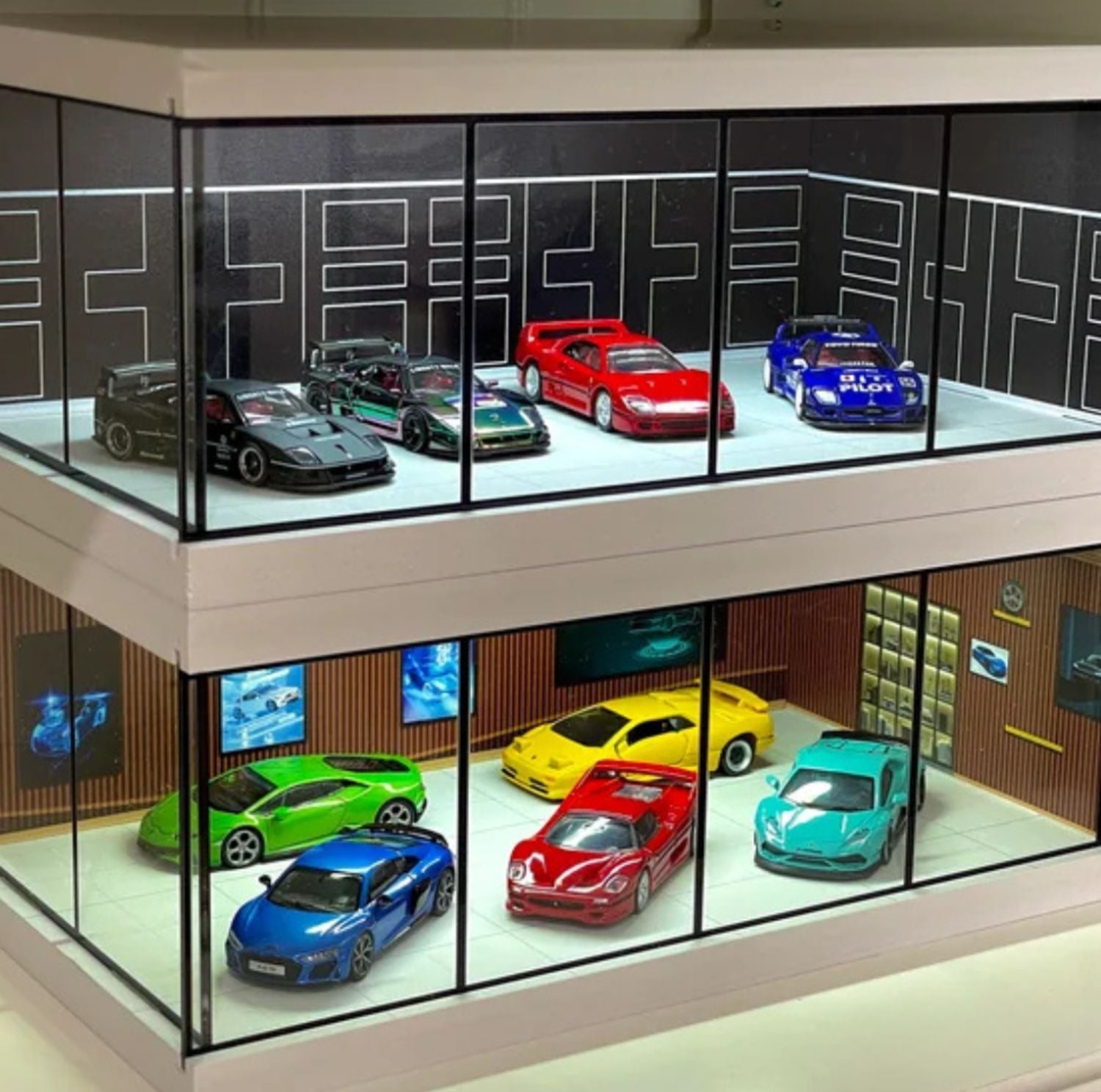 Serenosole™ GlowGarage | Präsentiere deine Autos stilvoll mit atemberaubender Showroom-LED-Beleuchtung | Bestes Spielzeugauto-Garage 2025