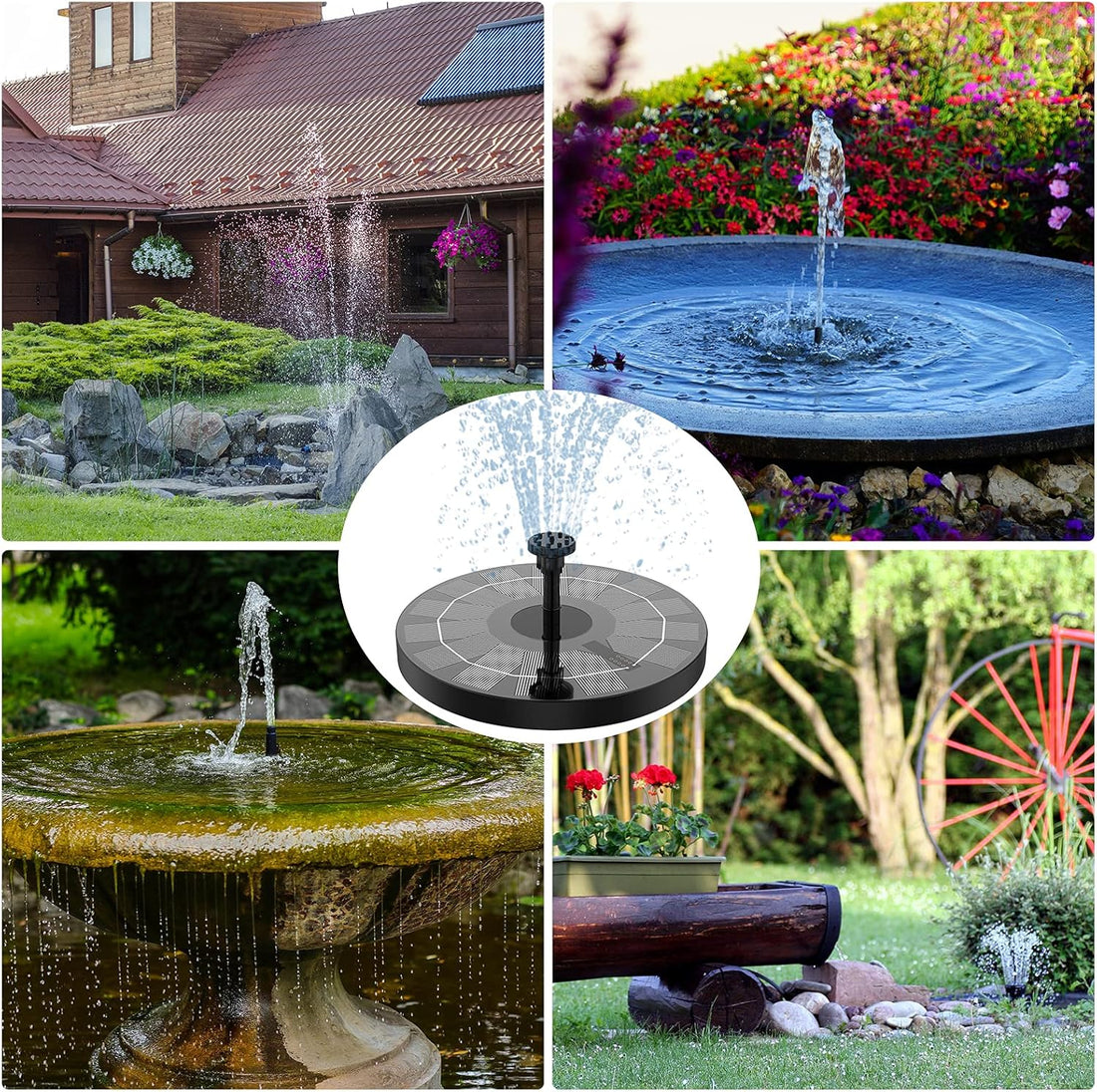 Serenosole™ SolarCascade | Vogelmagnet &amp; Zen-Vibes | Solar-Wasserfontäne (+ 8 GRATIS Aufsätze)