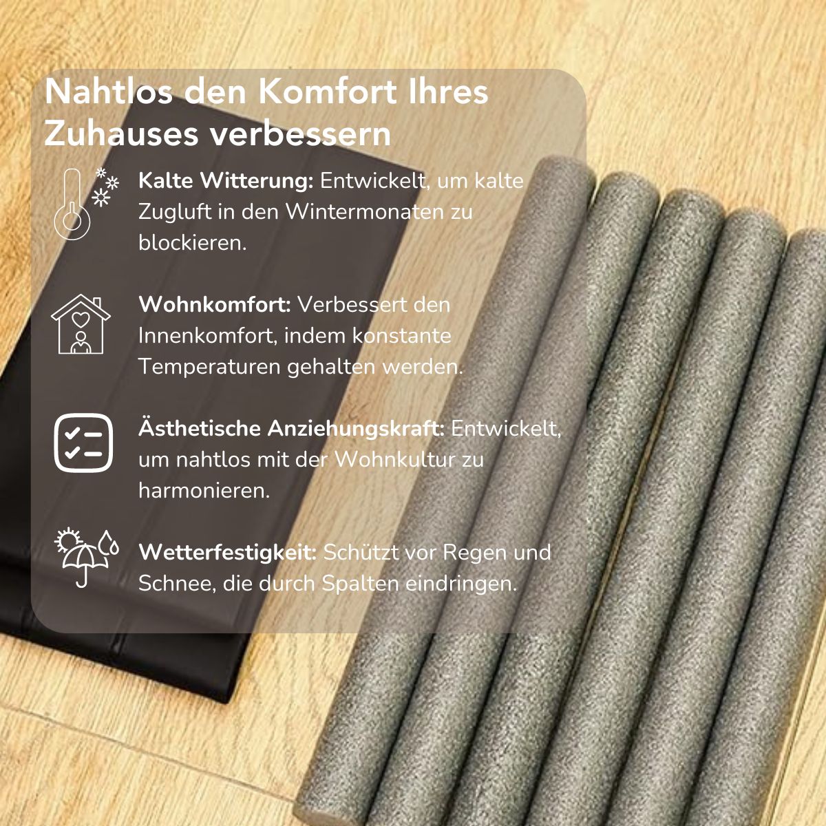 Serenosole™ DoorCushion| Blockiert kalte Zugluft und Lärm | Beste Lösung gegen Kälte 2024 (2+2 GRATIS)