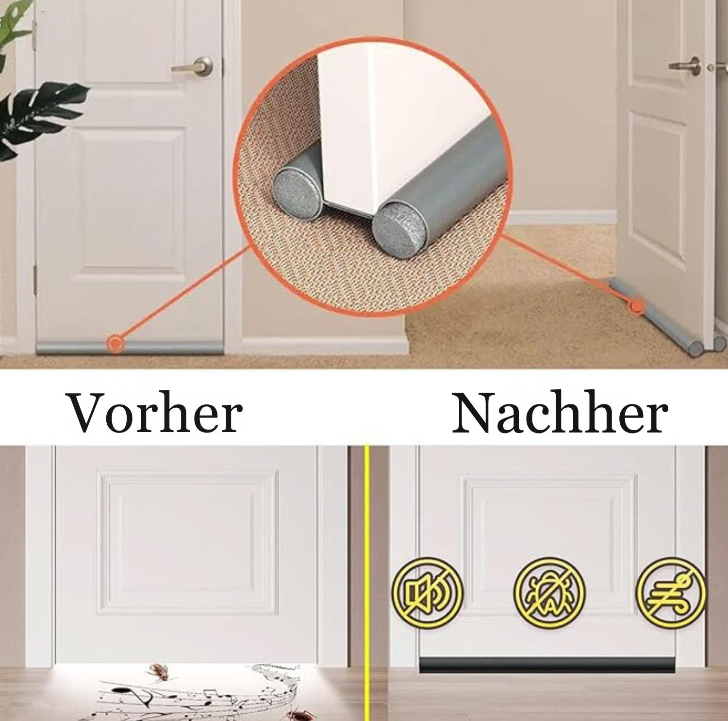 Serenosole™ DoorCushion| Blockiert kalte Zugluft und Lärm | Beste Lösung gegen Kälte 2024 (2+2 GRATIS)