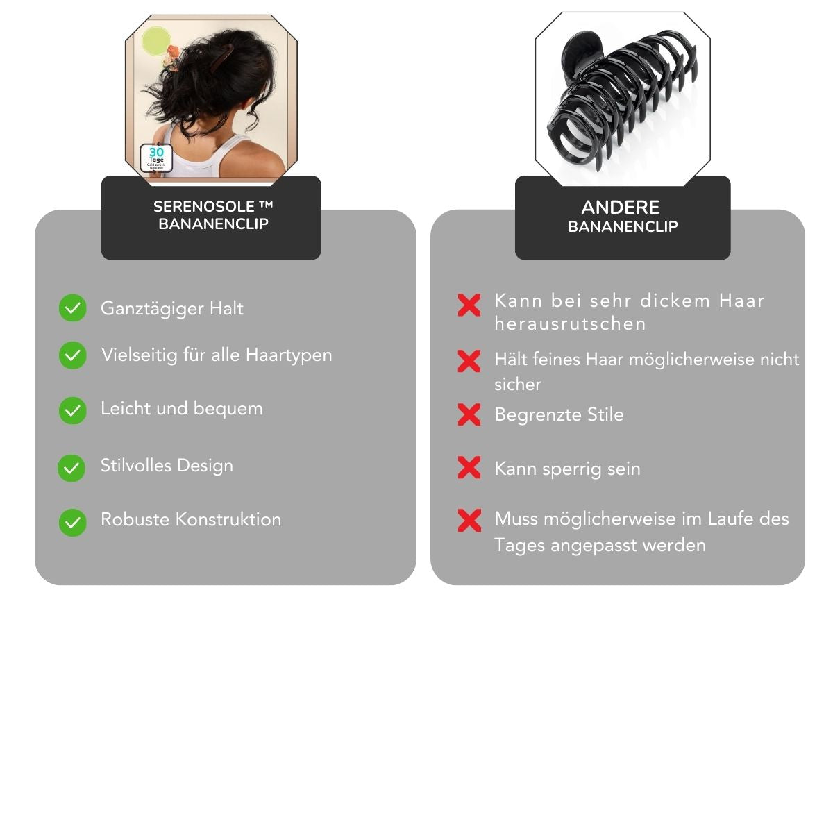 Serenosole™ FlexiClip Bananenclip | Hält das Haar sicher an Ort und Stelle (2+2 GRATIS)