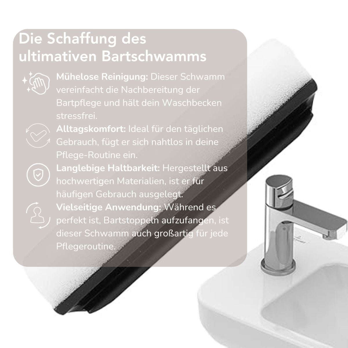 Serenosole™ GroomMaster Beard-Schwamm für die Spüle | Fängt mühelos Bartabschnitte auf | Beste Lösung gegen Haare im Waschbecken 2024 (2+1 GRATIS)