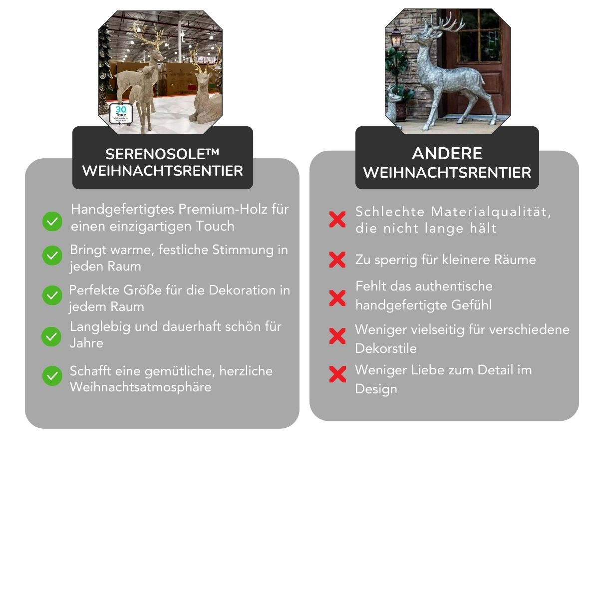 Serenosole™ EverDeer Weihnachtsrentier | Bringt festliche Stimmung und warme Verbundenheit | Gemütlichster Weihnachts-Hirsch 2024