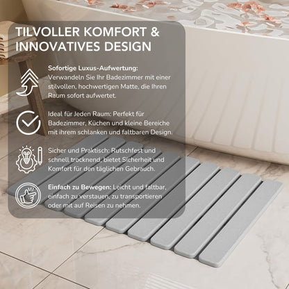 Serenosole™ FoldDry Faltbare Stein-Badematte | Trocknet super schnell und lässt sich leicht zusammenfalten | Schnellst Trocknende Matte 2024