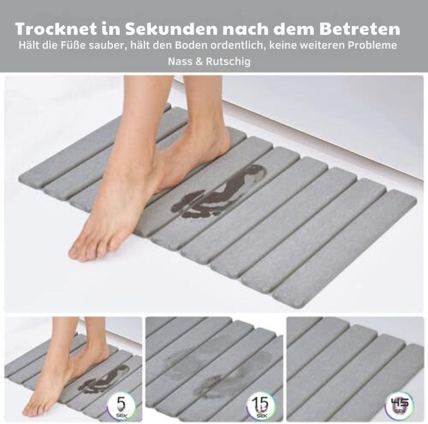 Serenosole™ FoldDry Faltbare Stein-Badematte | Trocknet super schnell und lässt sich leicht zusammenfalten | Schnellst Trocknende Matte 2024
