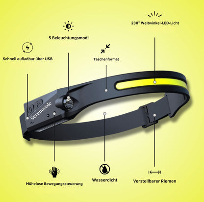 Serenosole™ FlexiBand Kopfbandslicht | Perfekt für Outdoor-Aktivitäten | Beste Lösung für die Arbeit im Dunkeln 2024