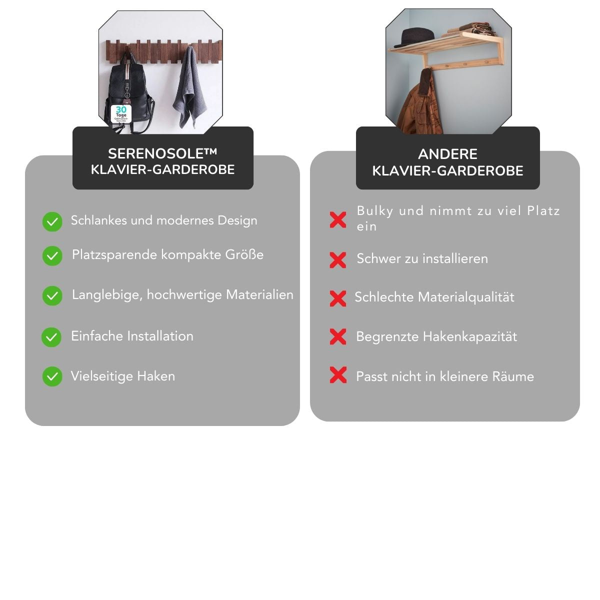 Serenosole™ HangEase Klavier-Garderobe | Hält Schlüssel und Jacken stilvoll an einem Ort | Stylischster Rack 2024