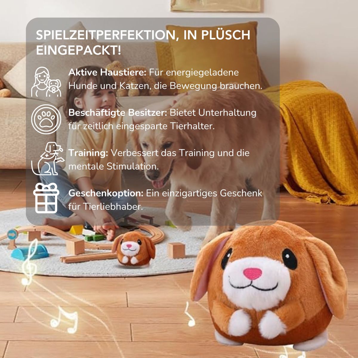Serenosole™ BounceBuddy Plüsch-Automatikhüpfspielzeug | Haustiere selbstständig beschäftigen und unterhalten | Springendster Plüschfreund 2024 (1+1 GRATIS)