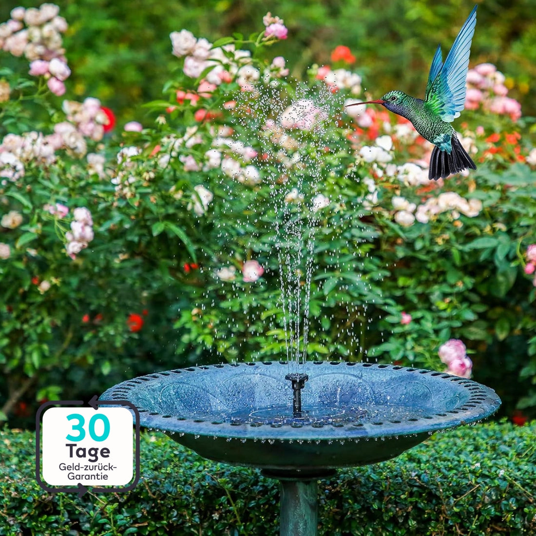 Serenosole™ SolarCascade | Vogelmagnet &amp; Zen-Vibes | Solar-Wasserfontäne (+ 8 GRATIS Aufsätze)