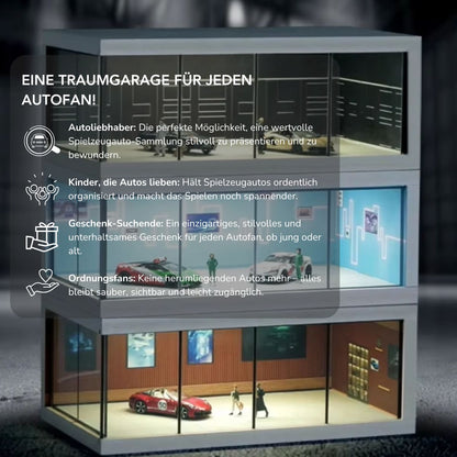Serenosole™ GlowGarage | Präsentiere deine Autos stilvoll mit atemberaubender Showroom-LED-Beleuchtung | Bestes Spielzeugauto-Garage 2025