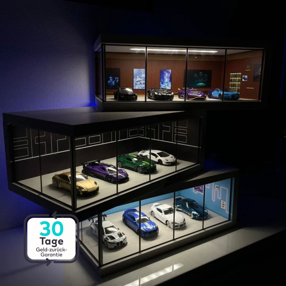 Serenosole™ GlowGarage | Präsentiere deine Autos stilvoll mit atemberaubender Showroom-LED-Beleuchtung | Bestes Spielzeugauto-Garage 2025