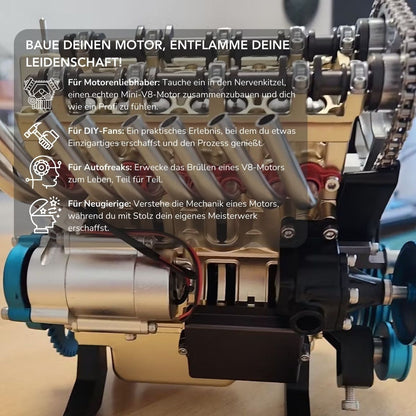 Serenosole™ EngineCrafter V8-Motor | Bauen, lernen und deinen eigenen Mini-V8-Motor starten