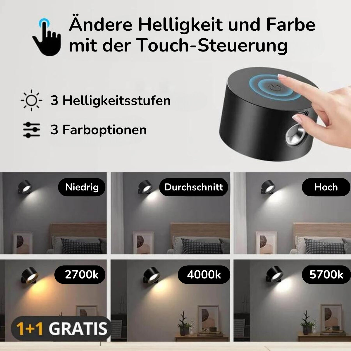 Serenosole™ Aurora 360° Wandleuchte | Keine unansehnlichen Schnüre in Sicht (1+1 GRATIS)